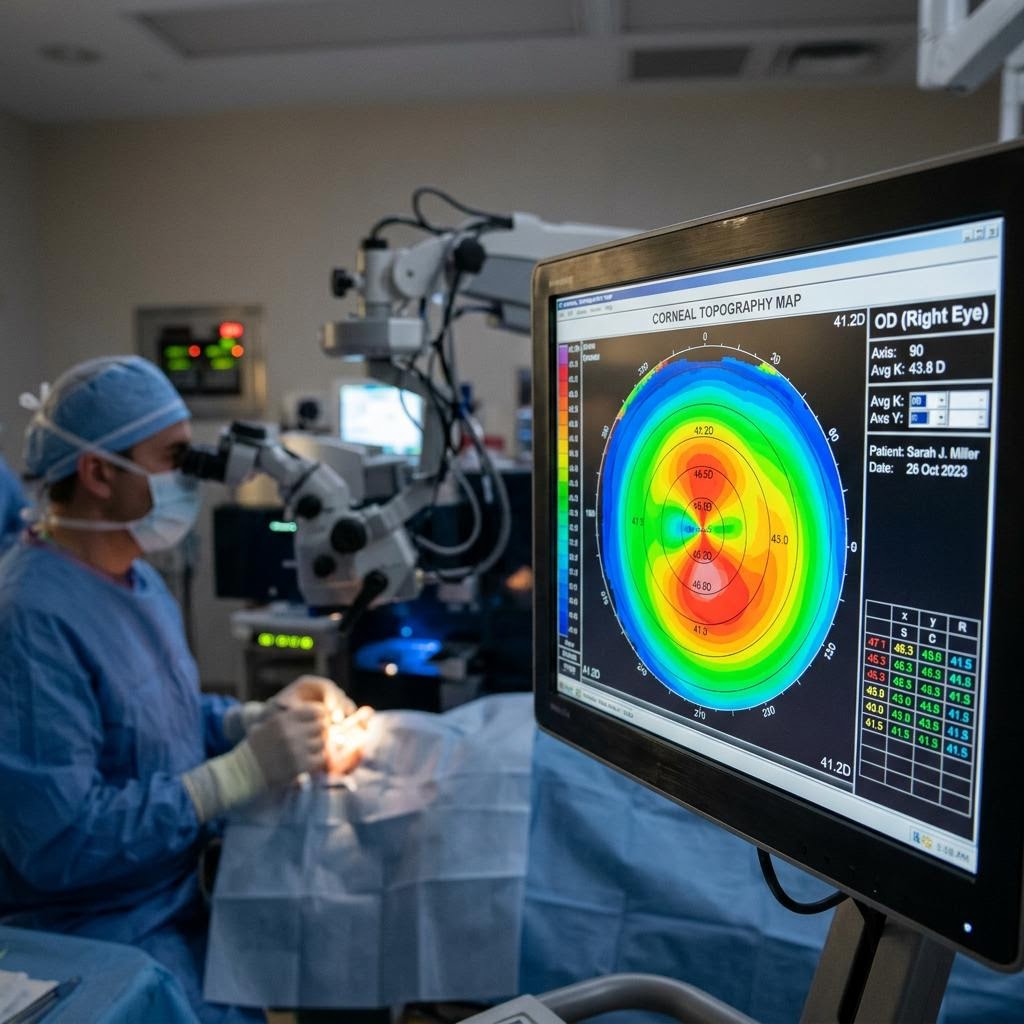 Corneal topography map showing 22,000 data points used in Contoura Vision surgery planning